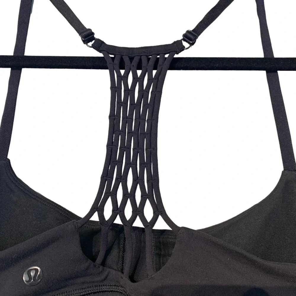 Lululemon True Self Bra II Black Strappy Back Yoga Sports Bra Size 10